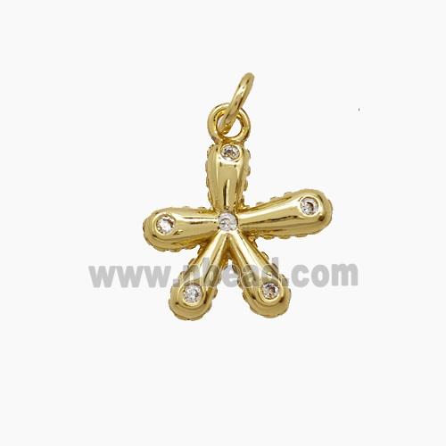 Copper Petal Flower Pendant Pave Zirconia Gold Plated