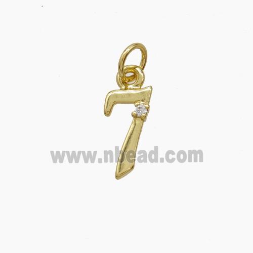 Copper Number-7 Pendant Pave Zirconia Gold Plated