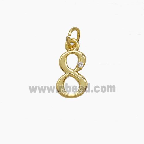 Copper Number-8 Pendant Pave Zirconia Gold Plated