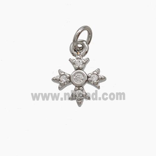 Copper Cross Pendant Pave Zirconia Platinum Plated