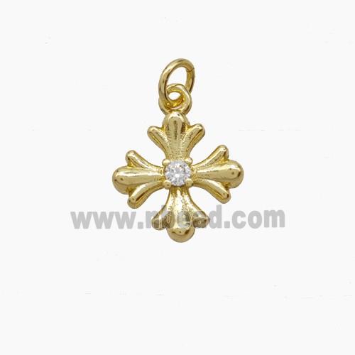 Copper Cross Pendant Pave Zirconia Gold Plated