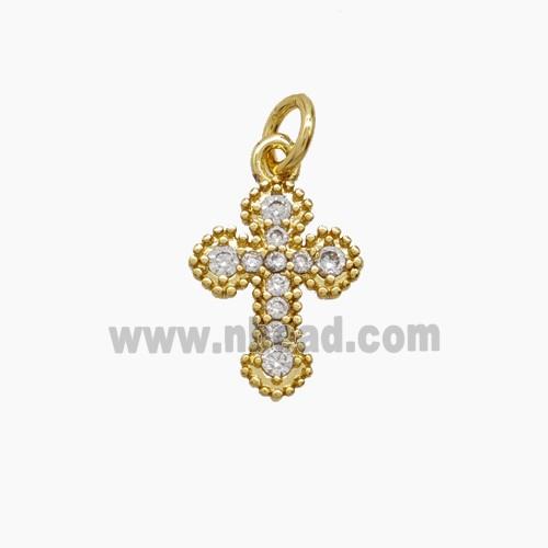 Copper Cross Pendant Pave Zirconia Gold Plated