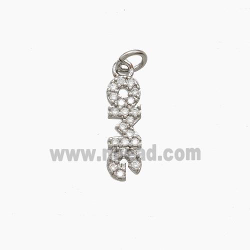 Copper OMG Pendant Pave Zirconia Platinum Plated