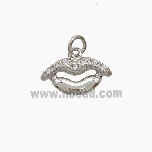 Copper Lip Pendant Pave Zirconia Platinum Plated