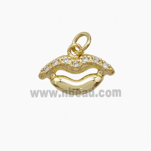 Copper Lip Pendant Pave Zirconia Gold Plated