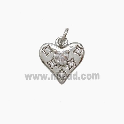 Copper Heart Pendant Pave Zirconia Platinum Plated