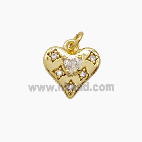 Copper Heart Pendant Pave Zirconia Gold Plated