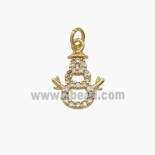 Christmas Snowman Charms Copper Pendant Pave Zirconia Gold Plated