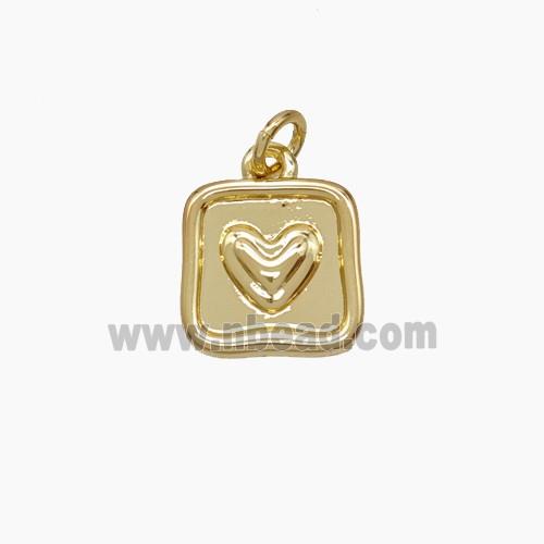Copper Heart Pendant Square Gold Plated