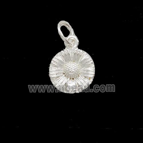 Copper Sunflower Pendant Shiny Silver