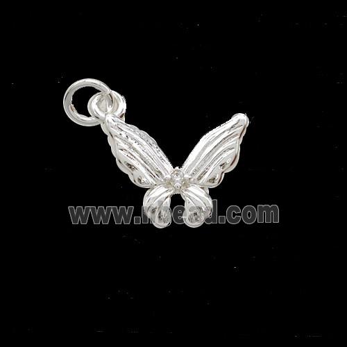 Copper Butterfly Pendant Shiny Silver