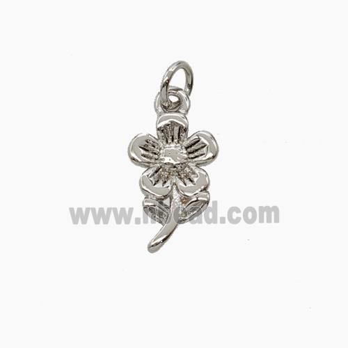 Copper Flower Pendant Platinum Plated
