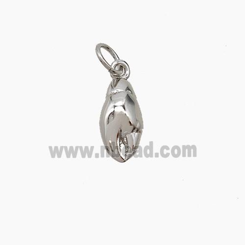 Copper Crab Claw Pendant Platinum Plated
