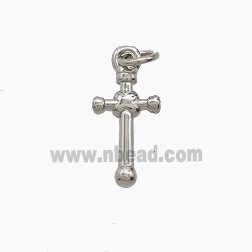 Copper Cross Pendant Platinum Plated