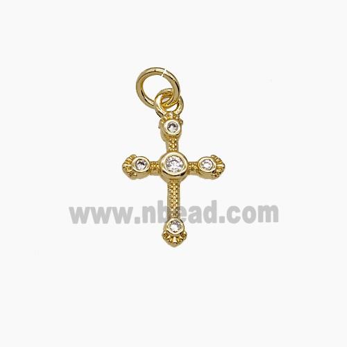 Copper Cross Pendant Pave Zirconia Gold Plated