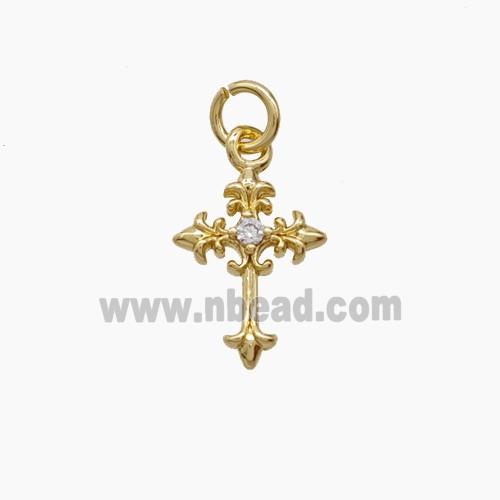 Copper Cross Pendant Pave Zirconia Gold Plated