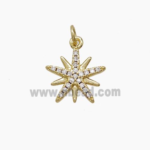 Copper Star Pendant Pave Zirconia Gold Plated
