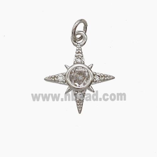 Copper Star Pendant Pave Zirconia Platinum Plated