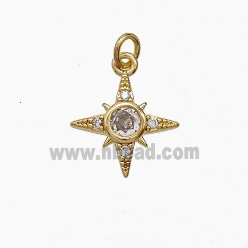 Copper Star Pendant Pave Zirconia Gold Plated