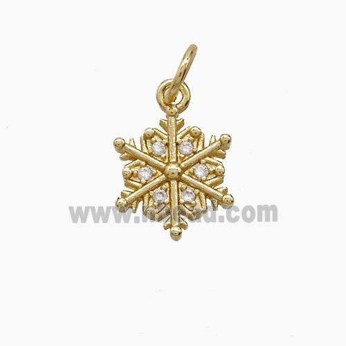 Copper Snowflake Pendant Pave Zirconia Gold Plated