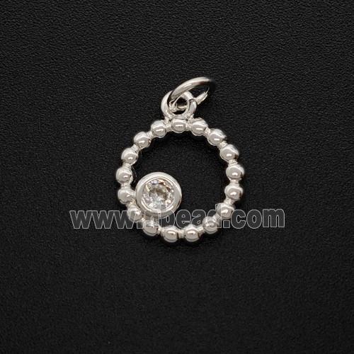 Copper Eye Pendant Pave Zirconia Shiny Silver