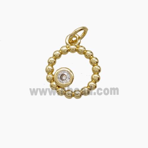 Copper Eye Pendant Pave Zirconia Gold Plated