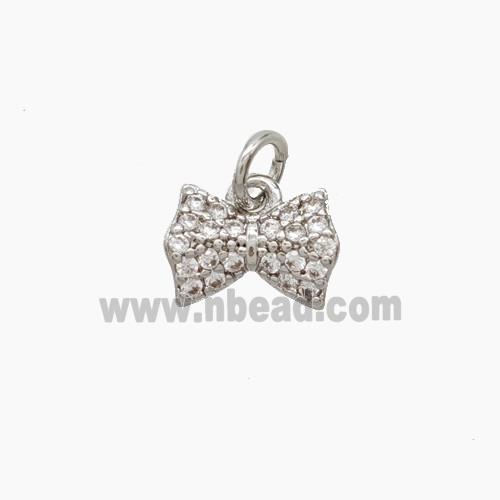 Copper Bowknot Pendant Pave Zirconia Platinum Plated