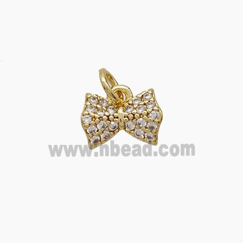 Copper Bowknot Pendant Pave Zirconia Gold Plated