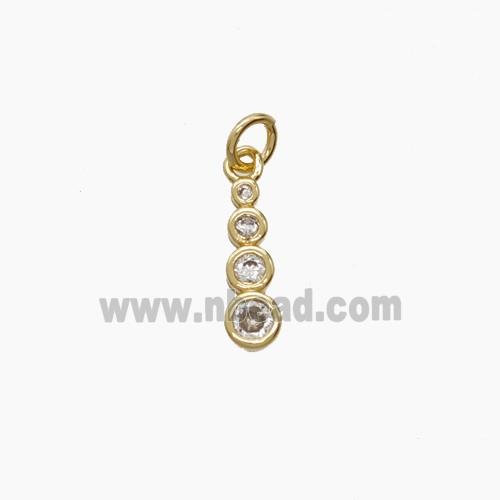 Copper Stick Pendant Pave Zirconia Gold Plated