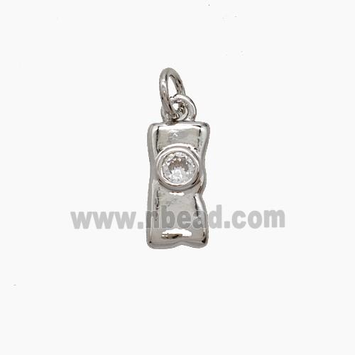 Copper Bowknot Pendant Pave Zirconia Platinum Plated