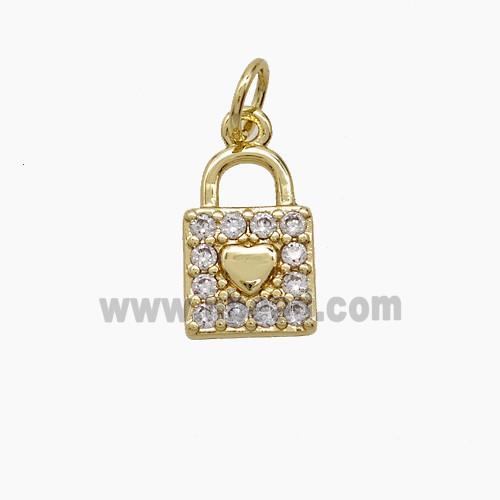 Copper Lock Pendant Pave Zirconia Gold Plated