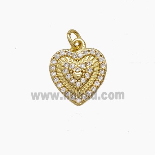 Copper Heart Pendant Pave Zirconia Gold Plated