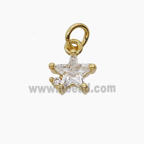 Copper Star Pendant Pave Crystal Glass Gold Plated