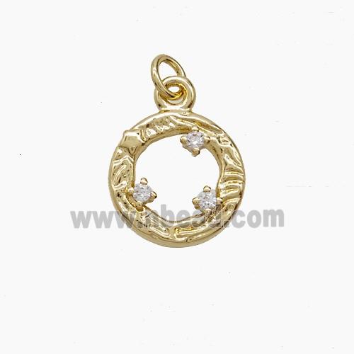 Copper Circle Pendant Pave Zirconia Gold Plated