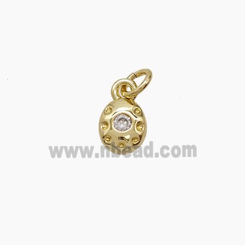 Copper Oval Pendant Pave Zirconia Gold Plated