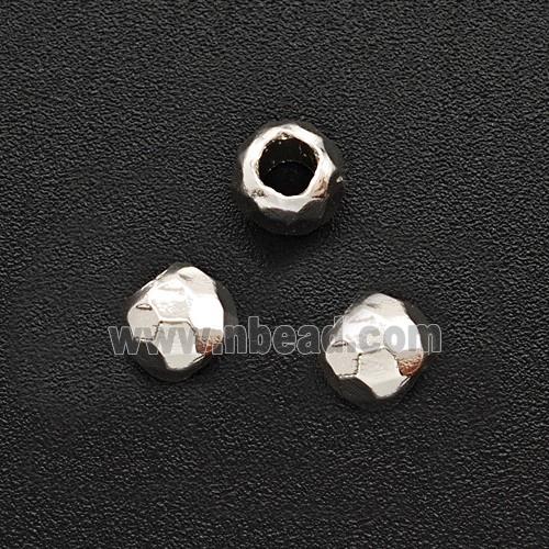 Copper Round Spacer Beads Faceted Shiny Silver