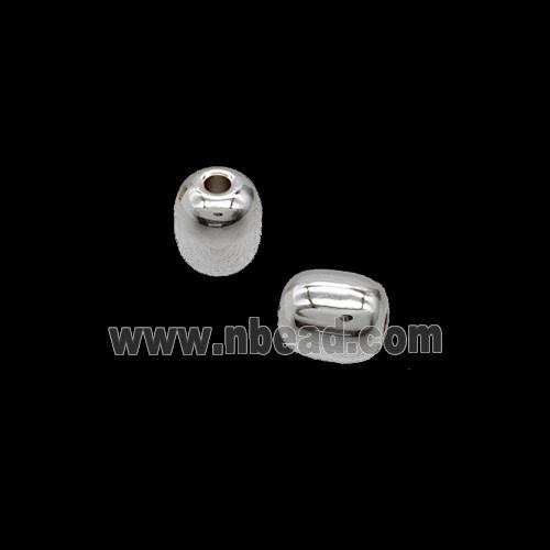 Copper Barrel Beads Shiny Silver