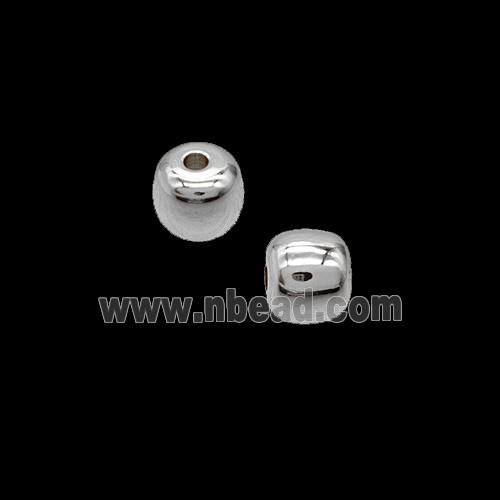 Copper Barrel Beads Shiny Silver