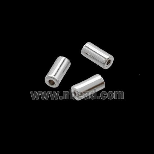 Copper Tube Beads Shiny Silver