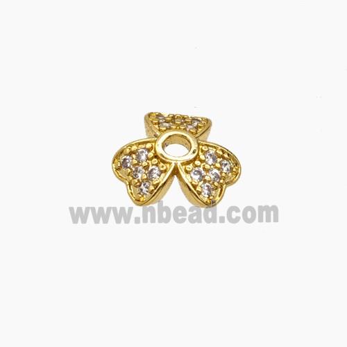 Copper Beadcaps Pave Zirconia Gold Plated