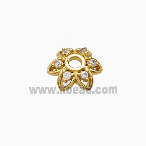 Copper Beadcaps Pave Zirconia Gold Plated
