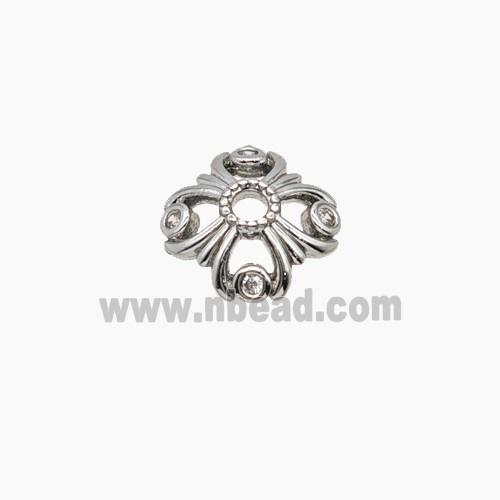 Copper Beadcaps Pave Zirconia Platinum Plated