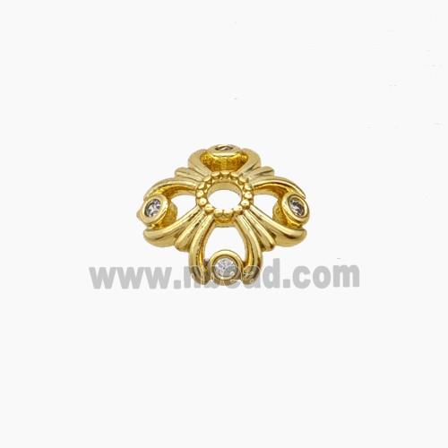 Copper Beadcaps Pave Zirconia Gold Plated