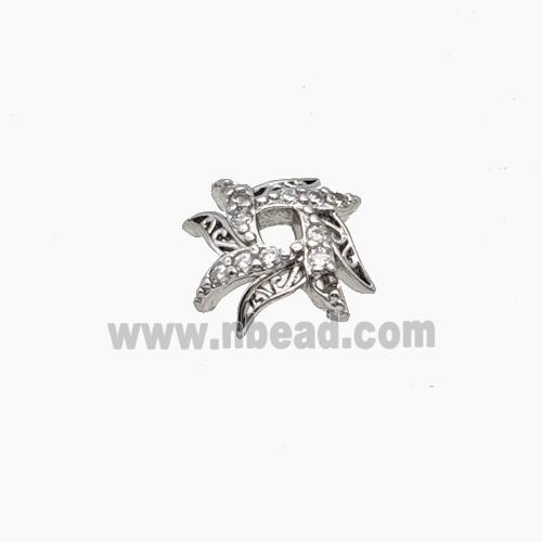 Copper Beadcaps Pave Zirconia Platinum Plated