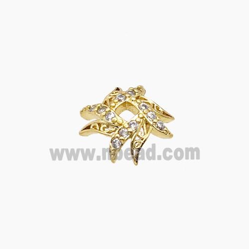 Copper Beadcaps Pave Zirconia Gold Plated