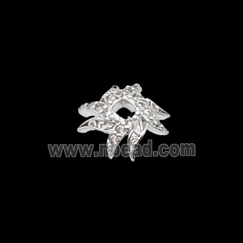 Copper Beadcaps Pave Zirconia Shiny Silver