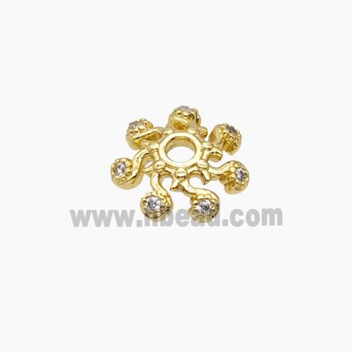 Copper Beadcaps Pave Zirconia Gold Plated