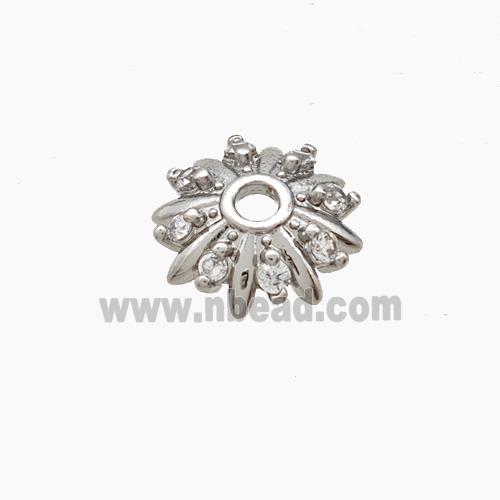 Copper Beadcaps Pave Zirconia Platinum Plated