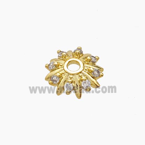 Copper Beadcaps Pave Zirconia Gold Plated
