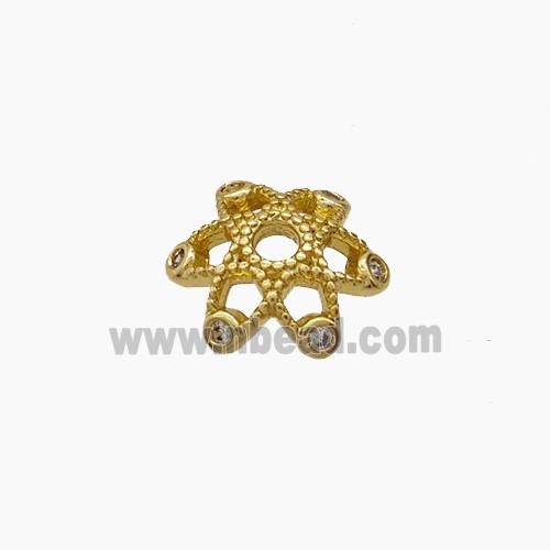 Copper Beadcaps Pave Zirconia Gold Plated